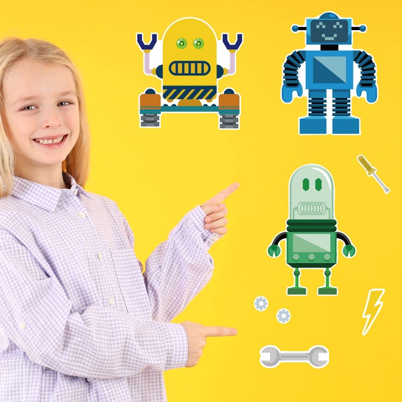 T-Antrix 24 Sheets Make Your Own Robot Stickers Make A Face Stickers for Kids Toddlers with Robots DIY Craft Stickers Kids Party Favor Supplies Crafts - Image 5